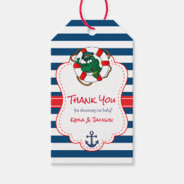 Cute Nautical Alligator Baby Shower Tack Presentetikett