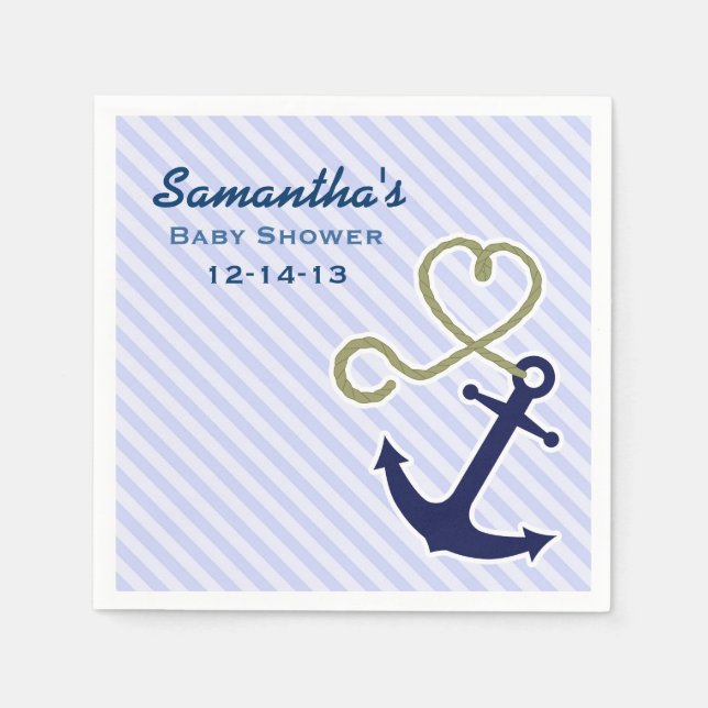 Cute Nautical Anchor Boy Shower Anpassningsbar Pappersservett (Framsidan)