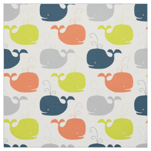 Cute Nautical Baby Nursery Whales Fabric Tyg