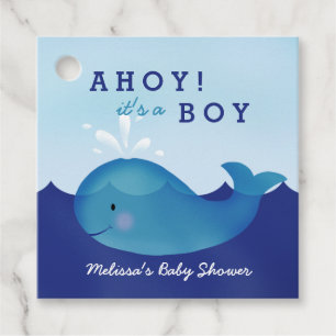 Cute Nautical Baby Shower  Blue Whale Gåvor Etiketter