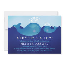 Cute Nautical Baby Shower-inbjudningar | Blåval