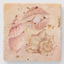 Cute nautical background seashell Pink Stenunderlägg