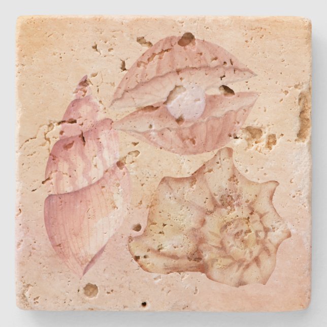 Cute nautical background seashell Pink Stenunderlägg (Framsidan)