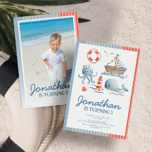 Cute Nautical Beach Party Birthday Photo