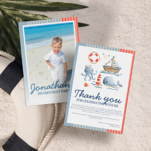 Cute Nautical Beach Party Birthday Photo Tack Kort
