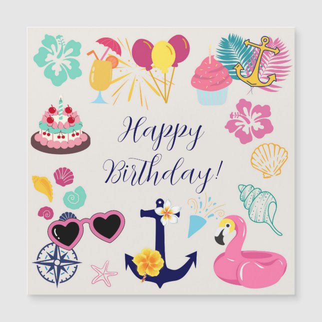 Cute Nautical Birthday Door Magnet (Framsida)