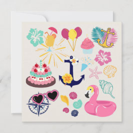   Cute Nautical Birthday Invitation Inbjudningar