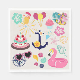 Cute Nautical Birthday Pappersservett