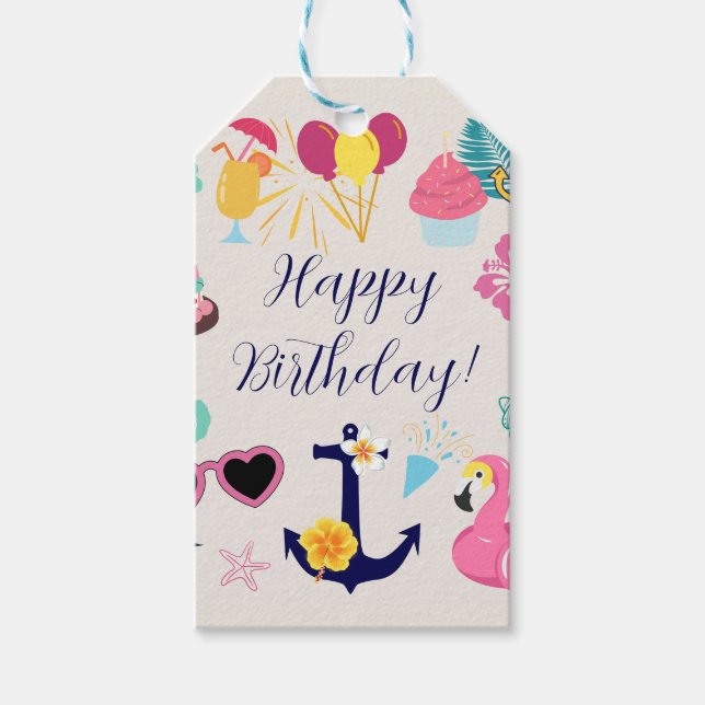   Cute Nautical Birthday Presentetikett (Framsidan)