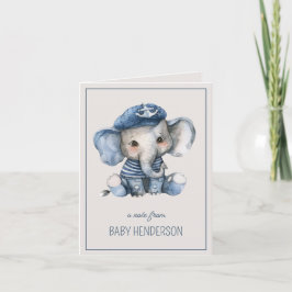 Cute Nautical Blue Baby Elephant Personlig Anteckningskort