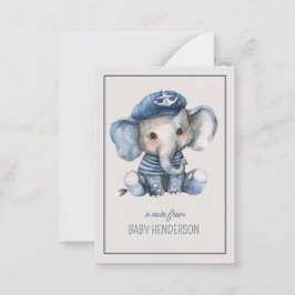 Cute Nautical Blue Baby Elephant Personlig Anteckningskort