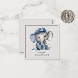 Cute Nautical Blue Baby Elephant Personlig Anteckningskort