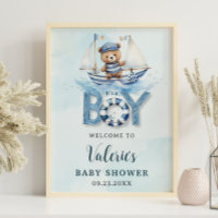 Cute Nautical Blue Boat Nalle Boy Shower