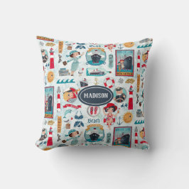 Cute Nautical Blue Havsgiga mönster Kudde