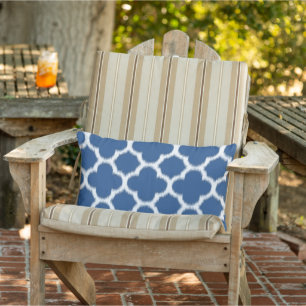 Cute Nautical Blue Ikat Quatrefoil Mosaic Mönster Lumbarkudde