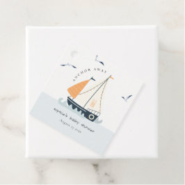 Cute Nautical Blue Sailboat Pastel Baby Shower Gåvor Etiketter