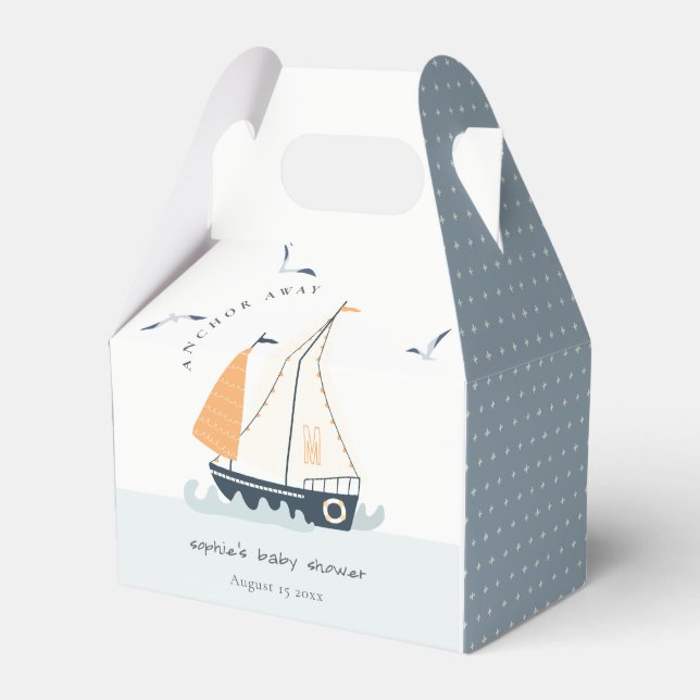 Cute Nautical Blue Sailboat Pastel Baby Shower Presentaskar (Framsidan Sidan)
