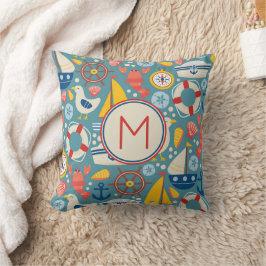 Cute Nautical Life Monogram Kudde