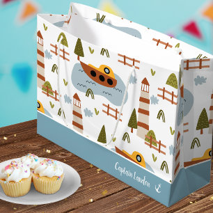 Cute Nautical Lighthouse och Boat Kid Mönster