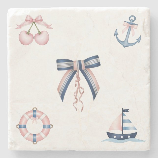 Cute nautical och coquette infusion stenunderlägg (Framsidan)