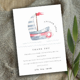 Cute Nautical Pastel Red Blue Sailboat Shower Tack Kort