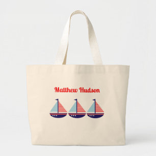 Cute Nautical Personlig Kids Jumbo Tygkasse