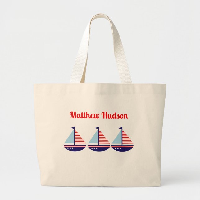 Cute Nautical Personlig Kids Jumbo Tygkasse (Framsidan)