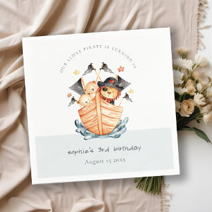 Cute Nautical Pirat Frakt Lejonare Unge Barns föde Pappersservett