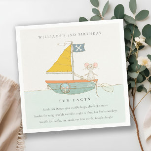 Cute Nautical Pirat Sailboat-Roligt Facts Birthday Pappersservett