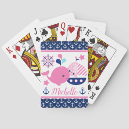 Cute Nautical Rosa Whale och Anchors Mönster Casinokort