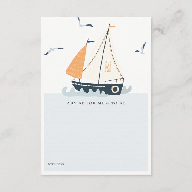 Cute Nautical Sailboat Adapter for Morsa Baby Show Tilläggskort (Framsida)