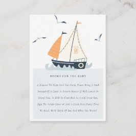 Cute Nautical Sailboat Boys Bokar for Baby Shower Tilläggskort