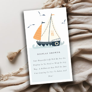 Cute Nautical Sailboat Boys Visning Baby Shower Tilläggskort