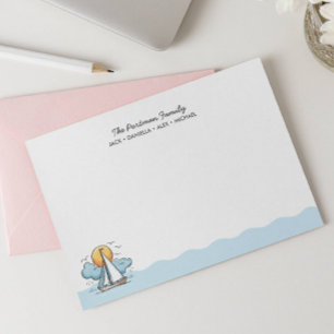 CUTE NAUTICAL SAILBOAT FAMILY NOTECARES ANTECKNINGSKORT