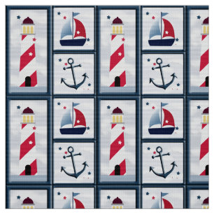 Cute Nautical Sailboat-fyr Anchor Tyg