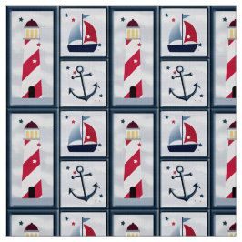 Cute Nautical Sailboat, Lighthouse, Anchor Craft Tyg