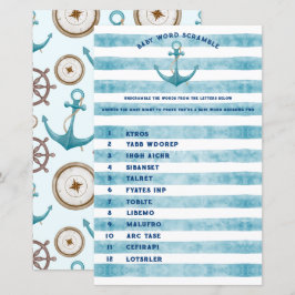 Cute Nautical Sailor Baby Shower Ord Scramble