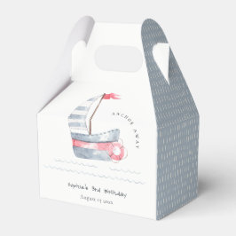 Cute Nautical Soft Red Blue Sailboat Barns födelse Presentaskar