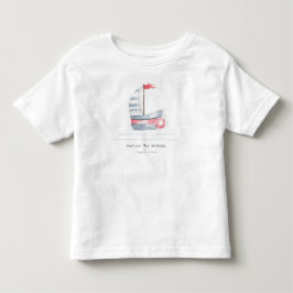 Cute Nautical Soft Red Blue Sailboat Barns födelse T Shirt