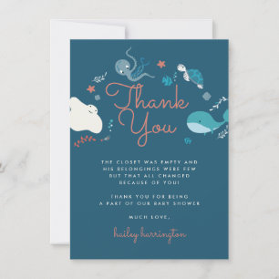 Cute Nautical under Sea Baby Shower Tack Kort