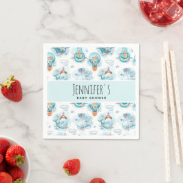 Cute Nautical Whales Watercolor Baby Shower Pappersservett