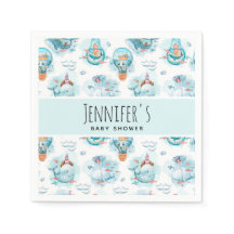 Cute Nautical Whales Watercolor Baby Shower
