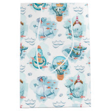 Cute Nautical Whales Watercolor Mönster