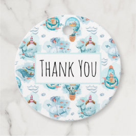 Cute Nautical Whales Watercolor Mönster Birthday Gåvor Etiketter