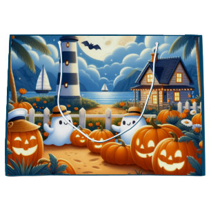 Cute, Nautisk/kustnära Halloween-spöke/pumpor