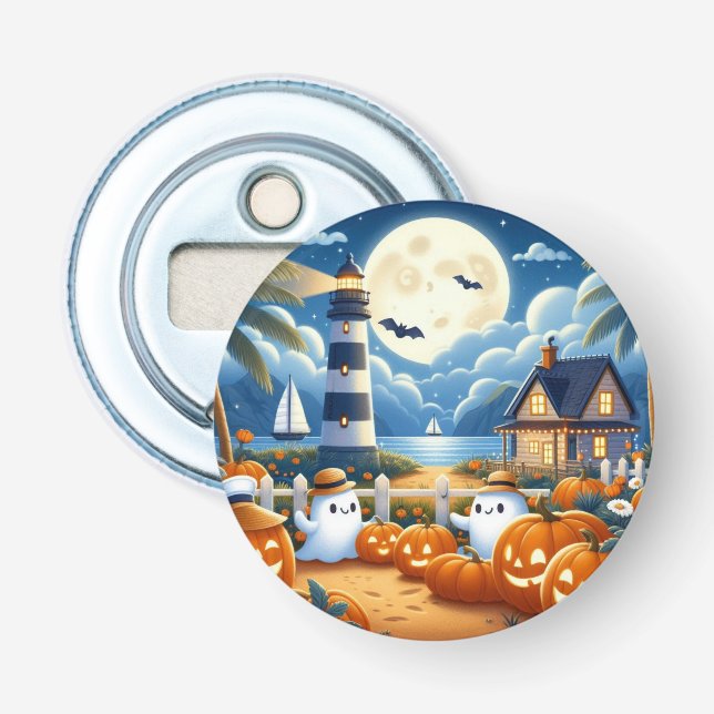 Cute, Nautisk/kustnära Halloween-spöke/pumpor Flasköppnare (Framsidan)