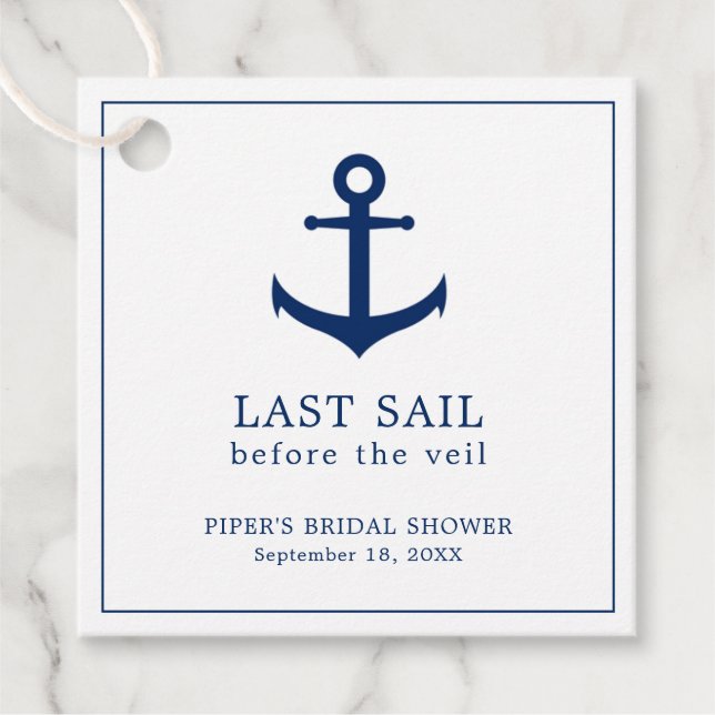 Cute Navy Blue Anchor Nautical Möhippa Gåvor Etiketter (Framsida)