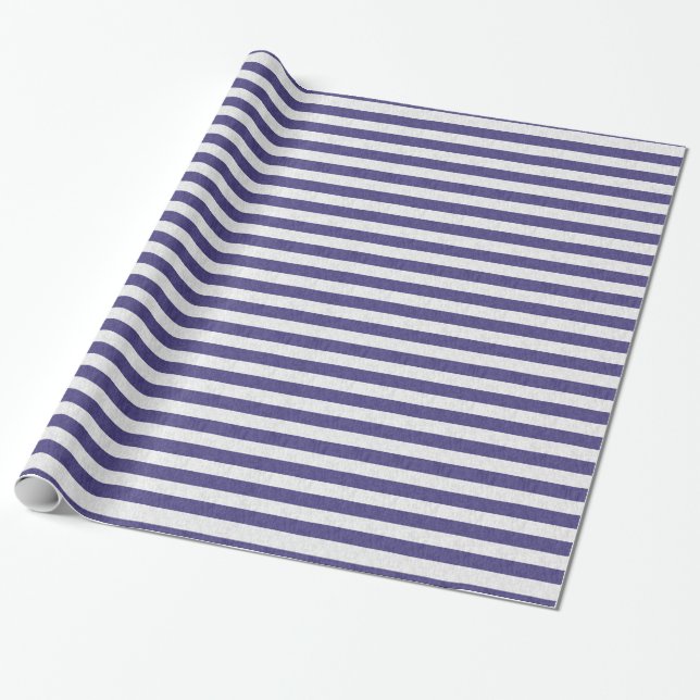 Cute Navy Blue and White Rand Presentpapper (Utrullad)