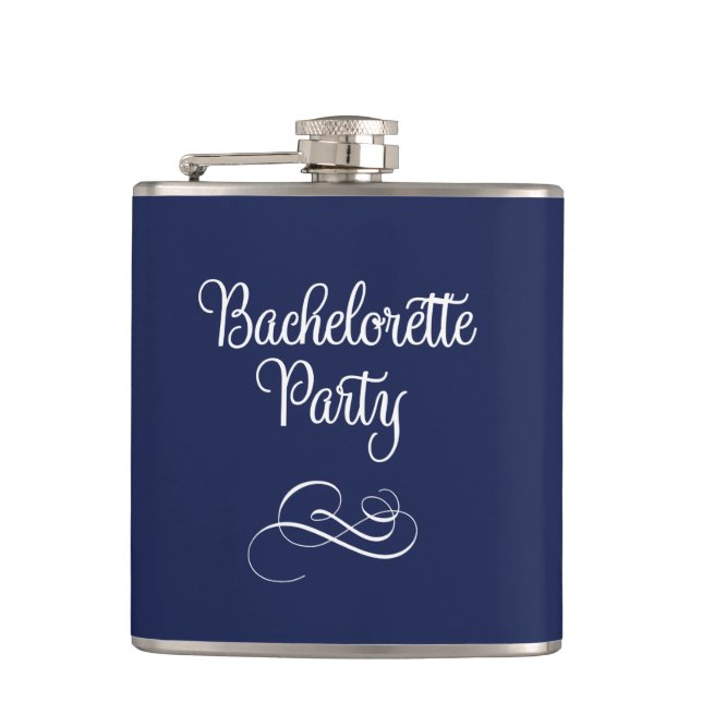 Cute Navy Blue Bachelorette Party Flask 6oz Fickplunta (Framsidan)