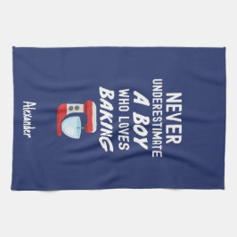 Cute Navy Blue Baking Gift For Kids Little Boy Kökshandduk